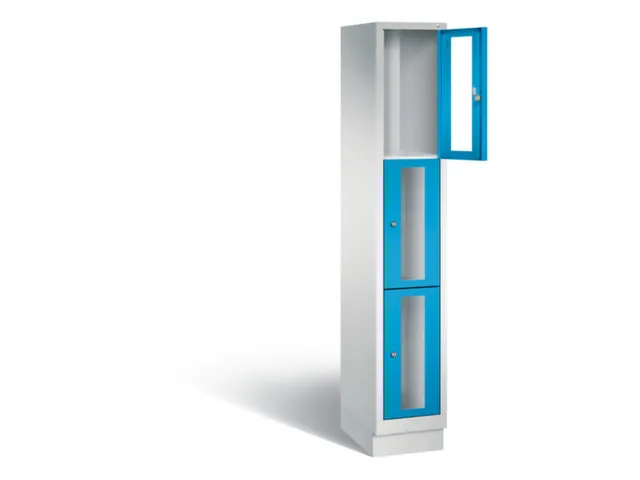 Lockerkast 1800x320x500mm 1x3 vakken Cilinderslot, Sokkel, RAL5012