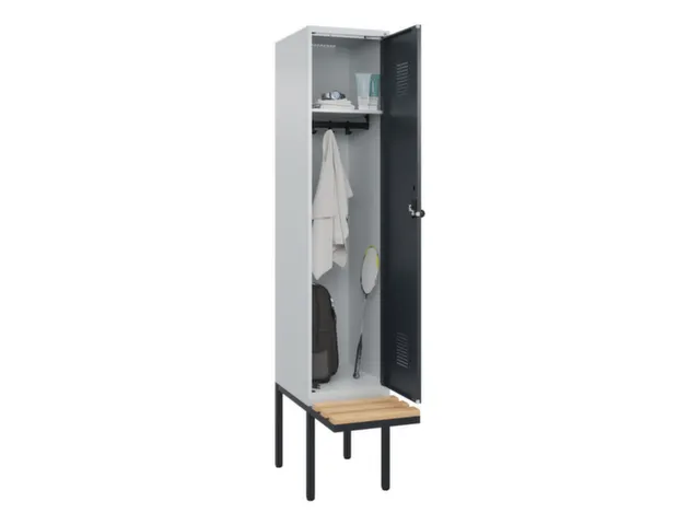 locker met bank,HxBxD 2120x400x815mm,1vak,vak B 400mm,draaigrendel