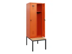locker met bank,HxBxD 1950x600x815mm,2vak,vak B 300mm,draaigrendel