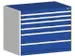 ladekast HxBxD 800x1050x650mm 6laden RAL7035 front RAL5010