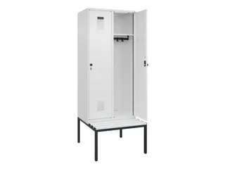 locker met bank,HxBxD 2120x800x815mm,2vak,vak B 400mm,draaigrendel - 1