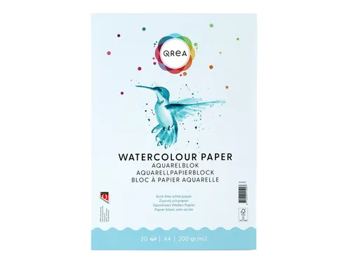 Aquarelblok Qrea A4 20vel 200gr gelijmd