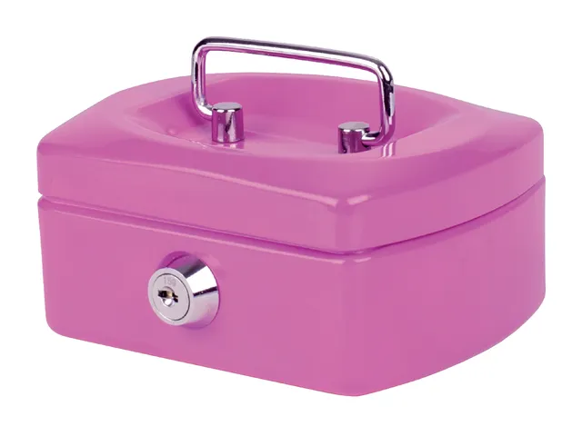 Geldkist Pavo met muntgleuf 125x95x60mm roze