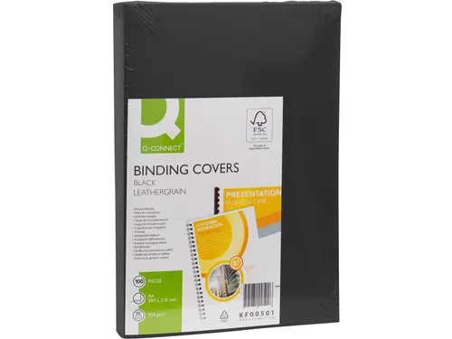 Voorblad A4 Zwart Lederlook 250 Grams Pak 100 Stuks