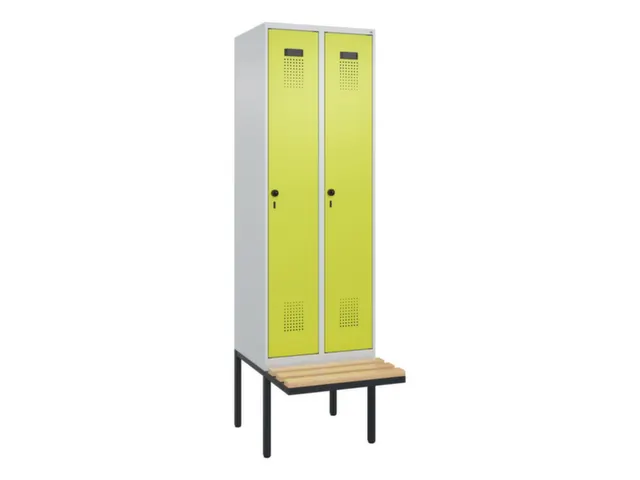 locker met bank,voor scheiding van kleding,HxBxD 2120x600x815mm,2vak