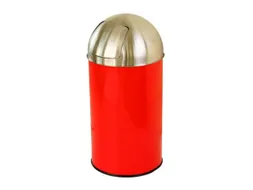 RVS afvalbakken,50l,HxØ 730x350mm,binnenbak staal,romp RVS rood