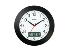 Radiowandklok Ø 300Mm Cijferaanduiding Datumaanduiding Zwart