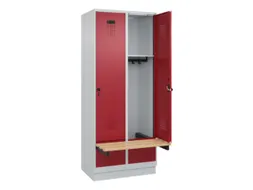 locker met bank,HxBxD 1950x800x815mm,2vak,vak B 400mm,draaigrendel