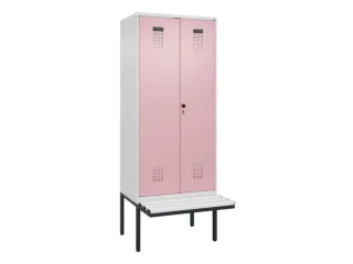 PBM-locker met bank,HxBxD 2120x800x815mm,2vak,vak B 400mm,draaigrendel - 2