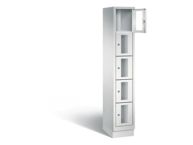 Lockerkast 1800x320x500mm 1x5 vakken Cilinderslot, Sokkel, RAL7035