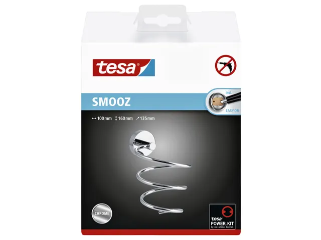 Haardrogerhouder tesa Smooz hoogglans verchroomd metaal zelfklevend