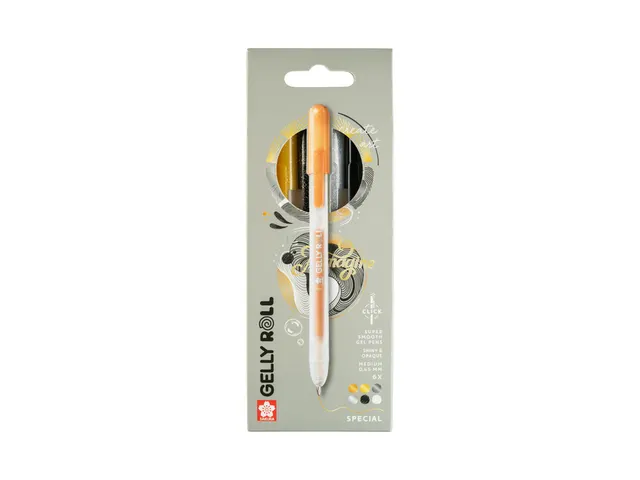 Stylo gel Sakura Gelly Roll Spécial 08 rétractable set 6 couleurs