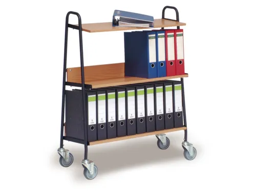 Ordnerwagen,Draagverm. 120Kg,3Etage(S),Houten Legborden,3Legborden