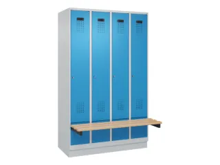 locker met bank,HxBxD 1950x1200x815mm,4vak,vak B 300mm,cilinderslot - 2