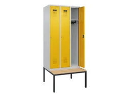locker met bank,HxBxD 2120x900x815mm,3vak,vak B 300mm,cilinderslot