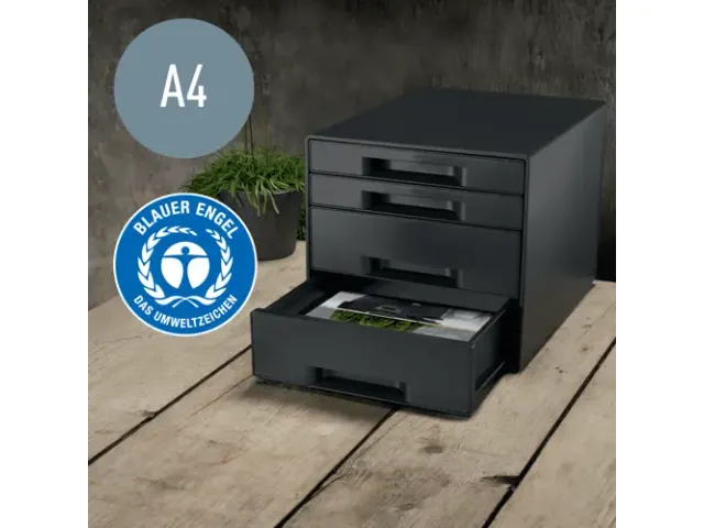 Recycle ladenblok 4 laden 287x270x363mm zwart