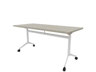 klaptafel,HxBxD 750x1600x700mm,hoekig,T-voet wit,ovale buis,blad beton - 1