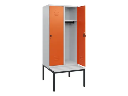 locker met bank,HxBxD 1950x800x815mm,2vak,vak B 400mm,draaigrendel