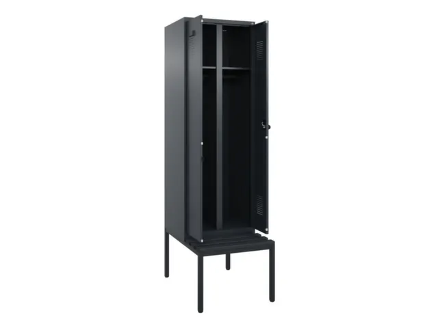 locker met bank,voor scheiding van kleding,HxBxD 2120x600x815mm,2vak