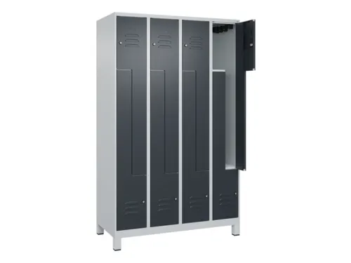 Z-garderobekast,HxBxD 1950x1200x500mm,vak B 150/300mm,cil.-slot,voeten