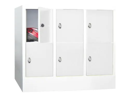lockerkast,HxBxD 855x900x500mm,3x2vakken,RAL7035,front RAL5012