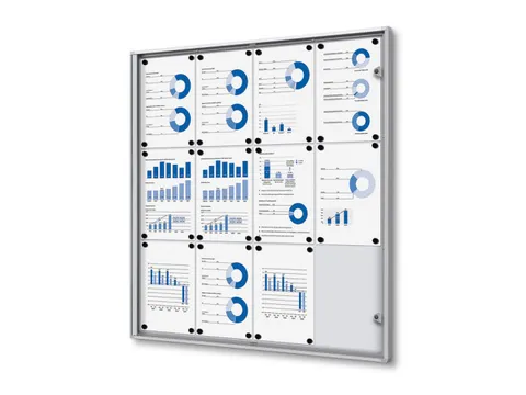 Binnenvitrine Vergrendelbaar Magneethoudend Indoor 12xA4 Zilver