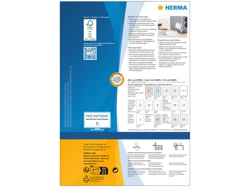 HERMA 4664 Etiketten met perforatie A4 210x99mm Wit 300 stuks