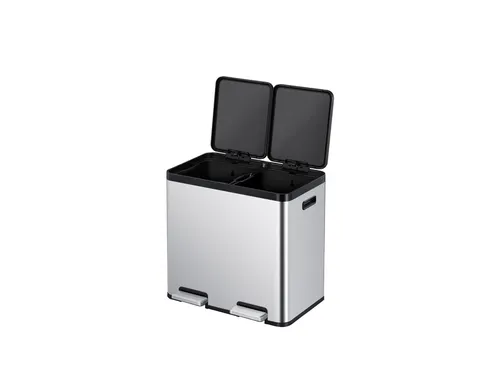 Afvalbak EKO Essential Recycler pedaalemmer 2x22 liter RVS