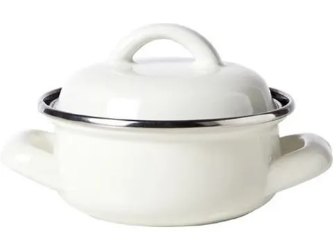 Cosy & Trendy Serveerpot Ivoor Email 300ml D10cm 2 handvaten