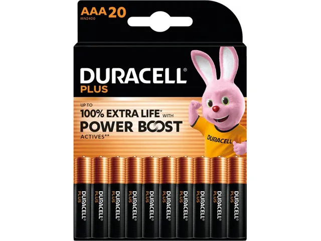 Duracell Plus 100% Extra Life batterij PowerBoost AAA 20 stuks