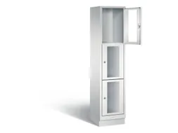 Lockerkast 1800x420x500mm 1x3 vakken Cilinderslot, Sokkel, RAL7035