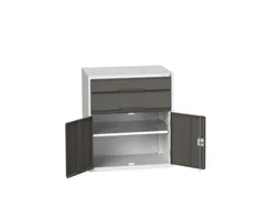 ladekast HxBxD 900x800x550mm 2laden 2deuren RAL7035 front RAL7016