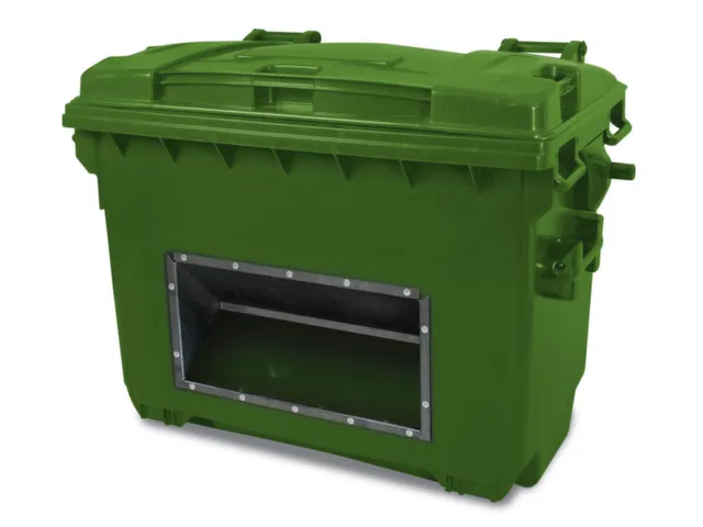 strooigoedbak,660l,HxBxD 1000x1360x765mm,HDPE,groen,deksel groen