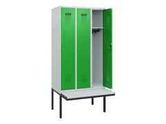 locker met bank,HxBxD 1950x900x815mm,3vak,vak B 300mm,cilinderslot