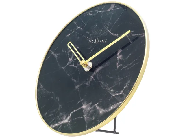 Tafelklok Nextime Marble Table dia 20cm glas zwart