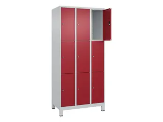 lockerkast,HxBxD 1950x900x500mm,3x3vakken,vak B 300mm,cil.-slot,voeten - 1