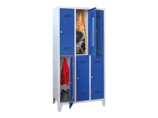 dubbeldekse locker,HxBxD 1850x900x500mm,3x2vak.,RAL7035,front RAL5010 - 2