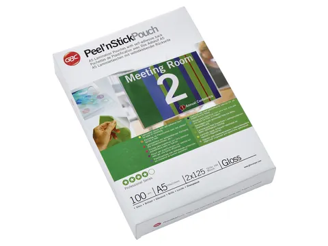 Lamineerhoes GBC A5 zelfklevend 2x125 micron glanzend 100stuks