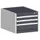 ladekast HxBxD 400x525x650mm 3laden RAL7035 front RAL7016