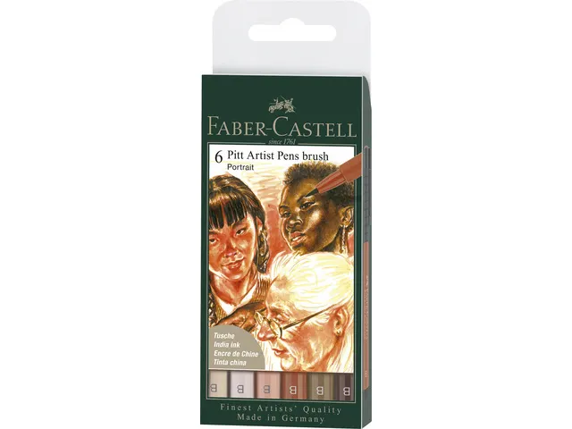 Tekenstift Faber-Castell Pen Brush "Portret" etui á 6 stuks