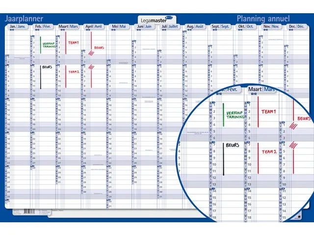 Jaarplanner 2026 Legamaster 1 persoon 90x60cm horizontaal gelamineerd