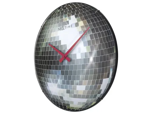 Stille wandklok - 35cm - Discobal - Koepelvormig glas - NeXtime "Disco