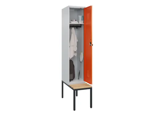 locker met bank,HxBxD 2120x400x815mm,1vak,vak B 400mm,draaigrendel
