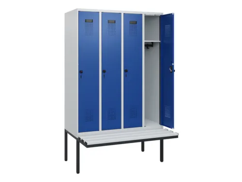 locker met bank,HxBxD 1950x1200x815mm,4vak,vak B 300mm,draaigrendel