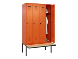 locker met bank,HxBxD 2120x1200x815mm,4vak,vak B 300mm,draaigrendel