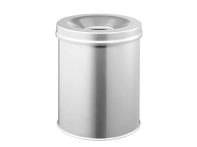 Vlamdovende Papierbak Safe Round 15 Liter Metaal Zilver