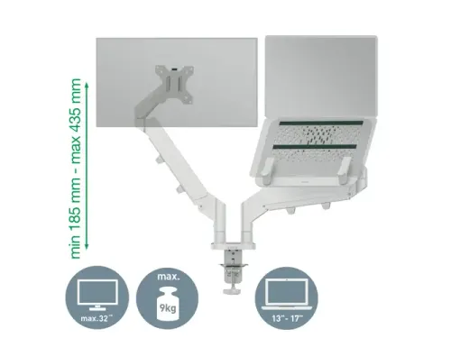 Monitor en laptoparm 2 Schermen Leitz Ergo grijs