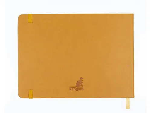Schetsboek Kangaro A5 landscape okergeel PU HC 80 blad 140gr roomwit m