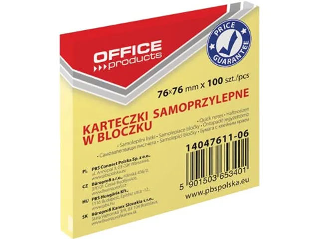 Memoblok 76x76mm 100 Vel Geel