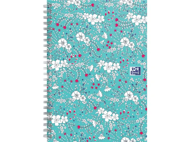 Floral hardcover spiraalschrift B5 turkoois
